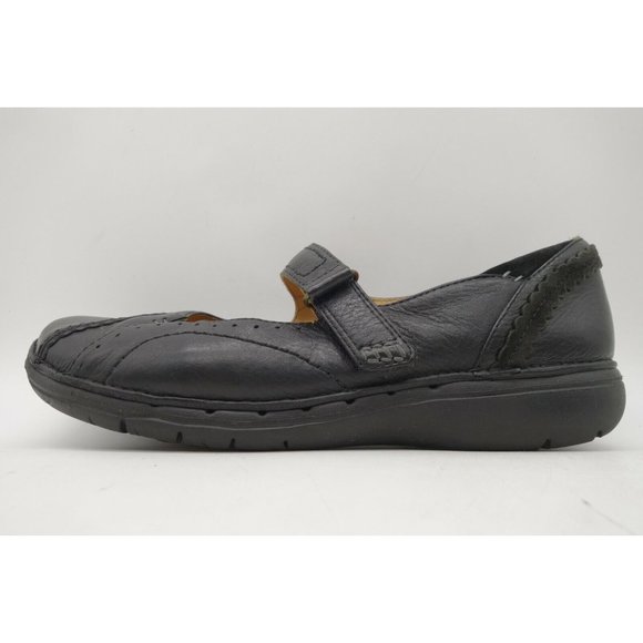 Clarks Unstructured Black Leather Casual Adjustable Loafers Shoes Women's 7.5 M - Picture 4 of 10